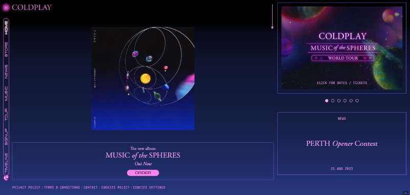 Coldplay 27 Musician Website Design Examples for Creative Inspiration