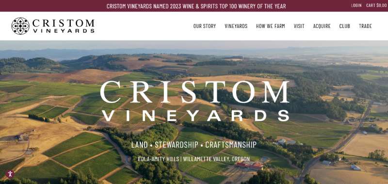 Cristom-Vineyards 25 Winery Website Design Examples to Toast To