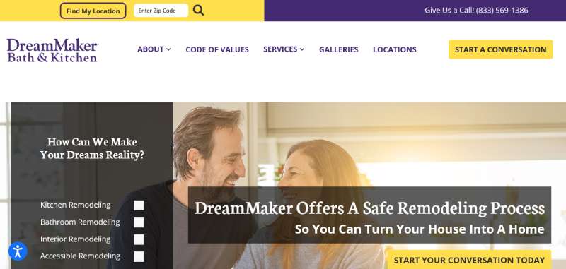 DreamMaker-Bath-Kitchen 22 Contractor Website Design Examples that Build Trust