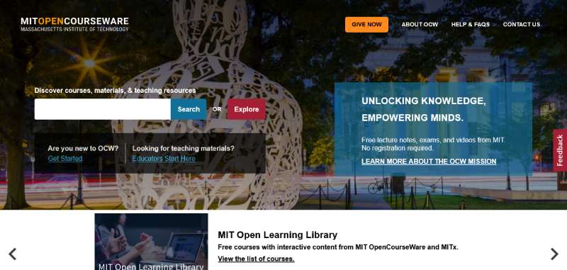 MIT-OpenCourseWare-1 Education Website Design: 27 Great Examples