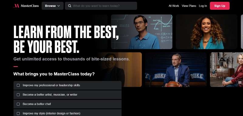 MasterClass Education Website Design: 27 Great Examples