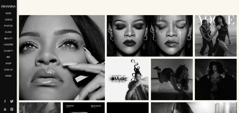 Rihanna 27 Musician Website Design Examples for Creative Inspiration