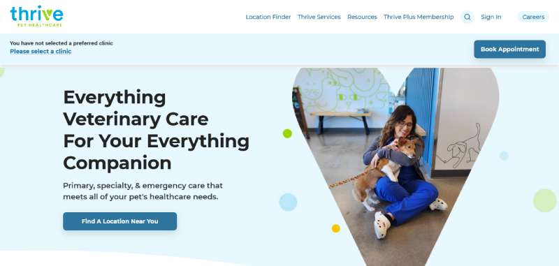 Thrive-Pet-Healthcare Best Veterinary Websites: Designs to Check Out