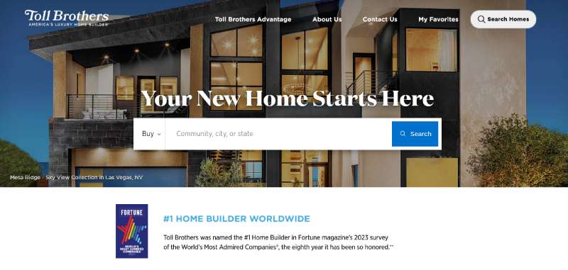 Toll-Brothers Home Builder Website Design: 22 Inspirational Examples