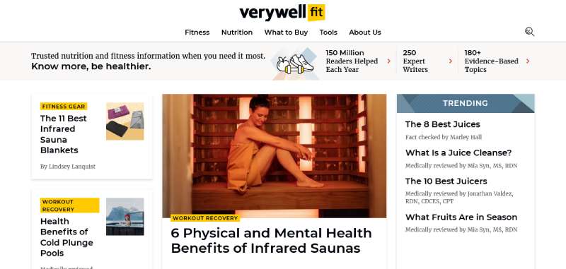 Verywell-Fit 27 Fitness Website Design Examples to Get Your Pulse Racing