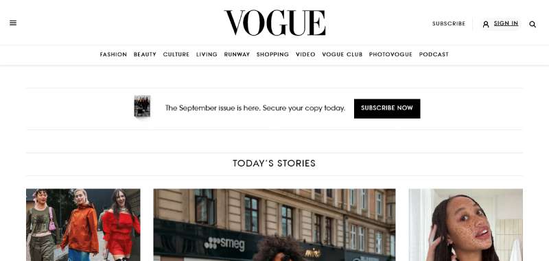Vogue 29 Top Fashion Website Design Examples to Inspire Your Creativity