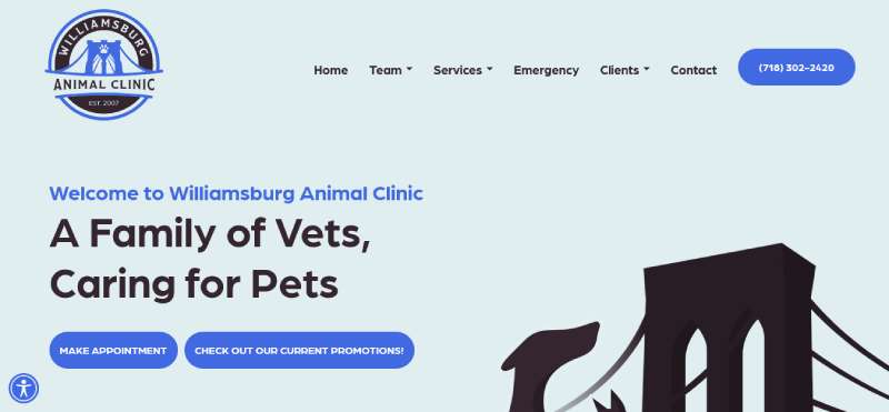 Williamsburg-Veterinary-Clinic Best Veterinary Websites: Designs to Check Out