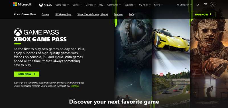 Xbox-Game-Pass 29 Subscription Website Design Examples To See