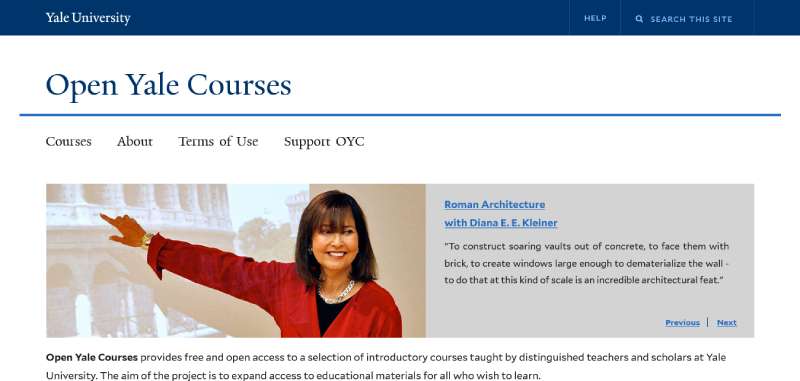 Yale-Open-Courses1 Education Website Design: 27 Great Examples