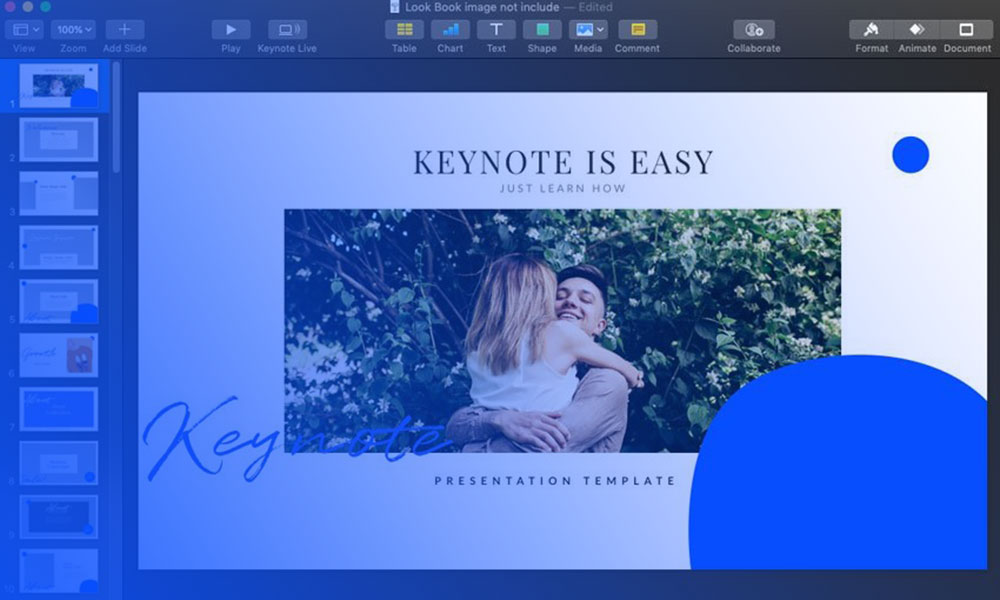 how to change presentation slides in keynote