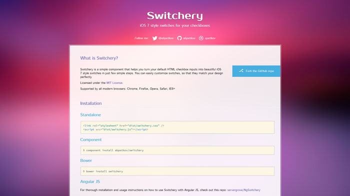 abpetkov_github_io_switchery Web Design Resources: jQuery Plugins, CSS Grids & Frameworks, Web Apps And More