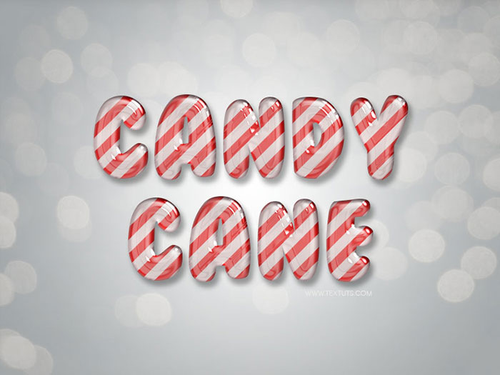 glossy-candy-cane-text-effect-free-psd-download Photoshop Typography Tutorials (80 Examples)