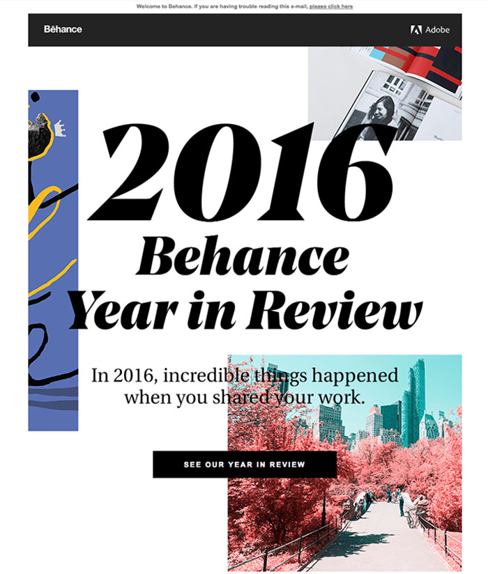 behance-year-in-review-the-creative-community-in-2016 Email Newsletter Design Best Practices