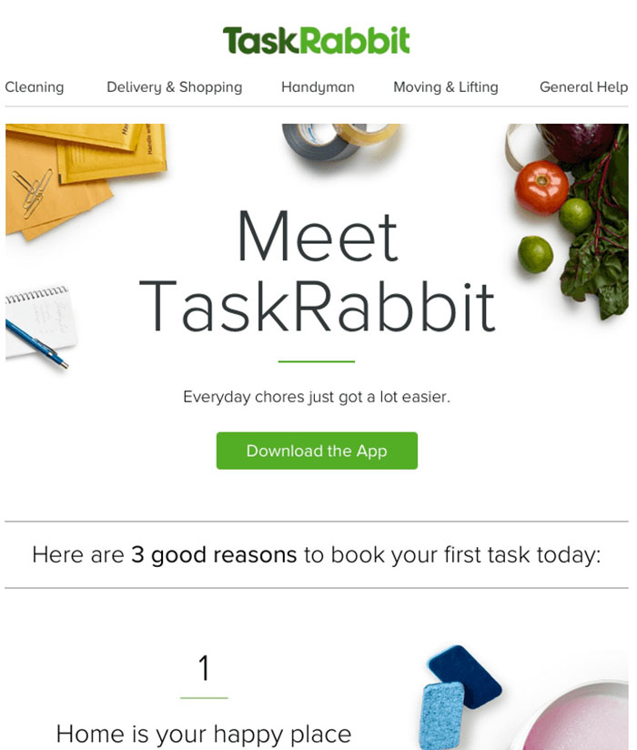 welcome-to-taskrabbit Email Newsletter Design Best Practices