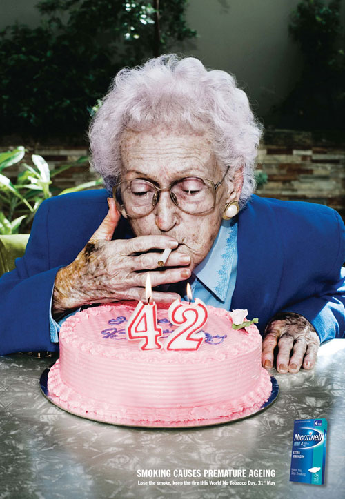 Nicotinell---Smoking-causes-premature-ageing Remarkable Anti-Smoking Advertising Campaigns - 53 Examples