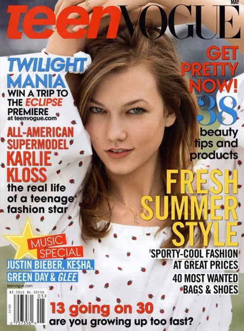 teen-vogue-Karlie-Kloss Fashion And Lifestyle Magazines Cover Design - 45 Examples
