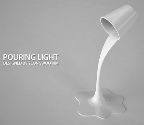 Lampu pintar yang didesain menyerupai air yang tumpah dari gelasnya (designyourway.net)