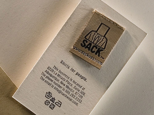 Sack-Wear Best Business Card Designs - 300 Cool Examples and Ideas
