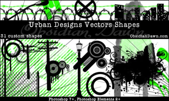 Urban_Designs_Custom_Shapes_by_redheadstock All The Photoshop Custom Shapes You'll Need To Download