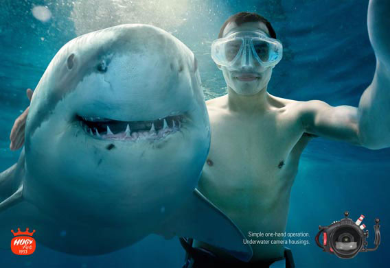 Hugyfot.de---Simple-one-hand-operation.-Underwater-camera-housings. 37 Examples Of Photo Manipulations In Print Ads