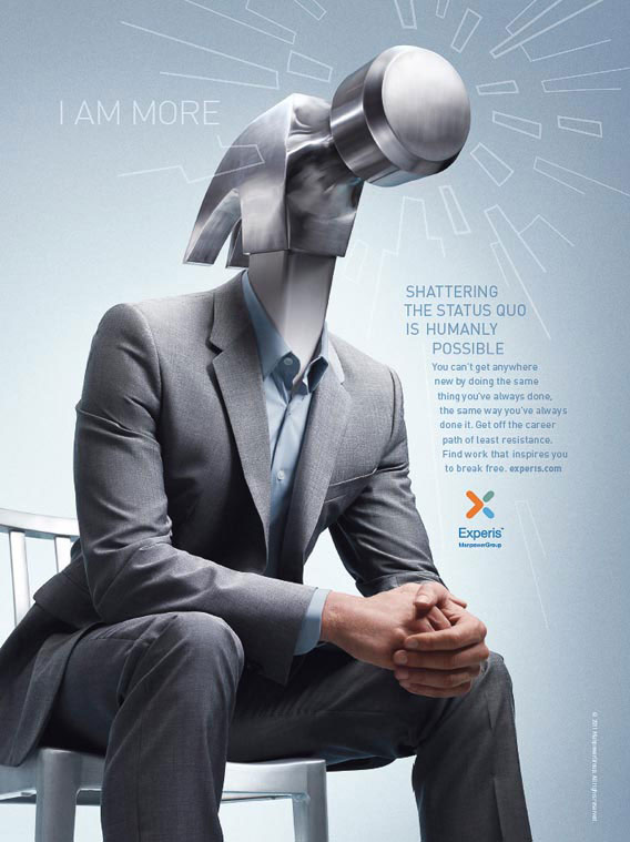 Manpower-Experis ad featuring a man with more than one arm