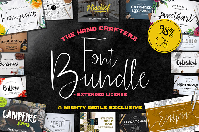 The-Hand-Crafters-Font-Bundle-of-15-Premium-Font-Families Free Handwriting Fonts To Download (57 Script Fonts)