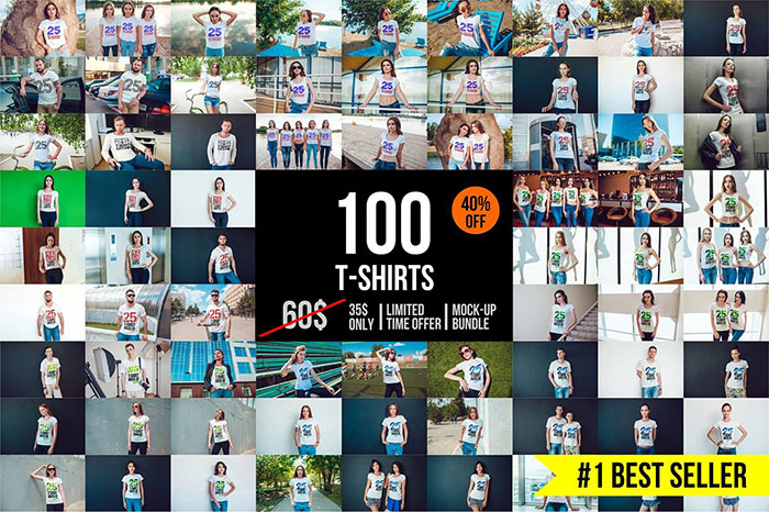 100-T-Shirt-Mock-Up-Bundle 82 FREE T-Shirt Template Options For Photoshop And Illustrator