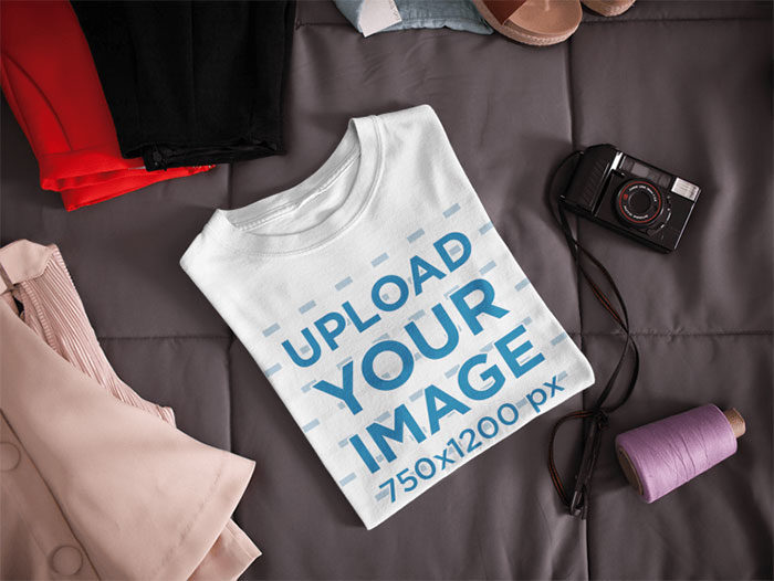 t-shirt-on-bed-mockup-700x526 68 T-Shirt Templates For Photoshop And Illustrator