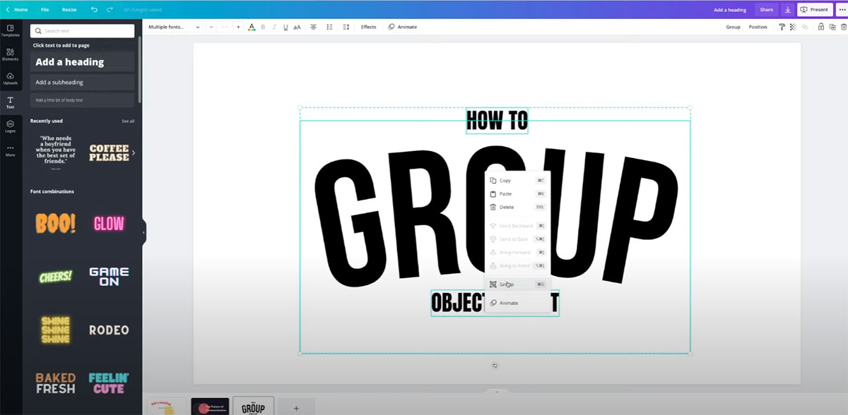 Cómo agrupar en Canva para un flujo de trabajo de diseño más rápido