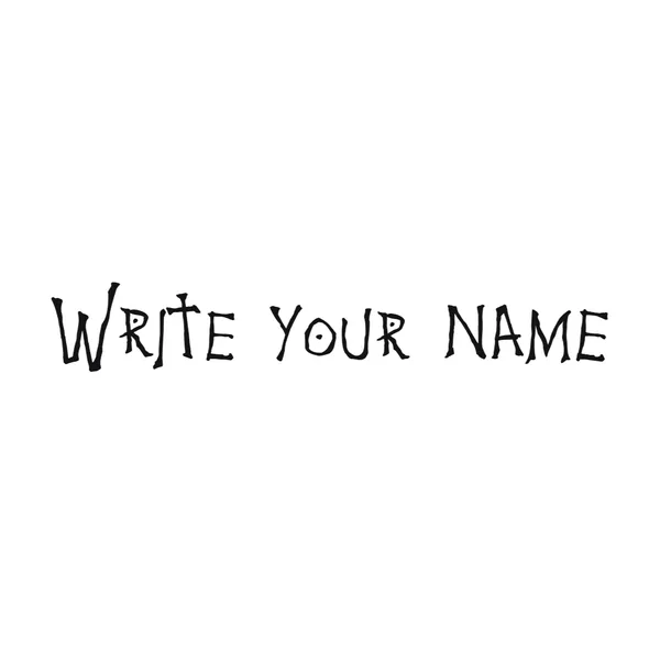 Text only scene: WRITE YOUR NAME in black Death Note handwriting on white